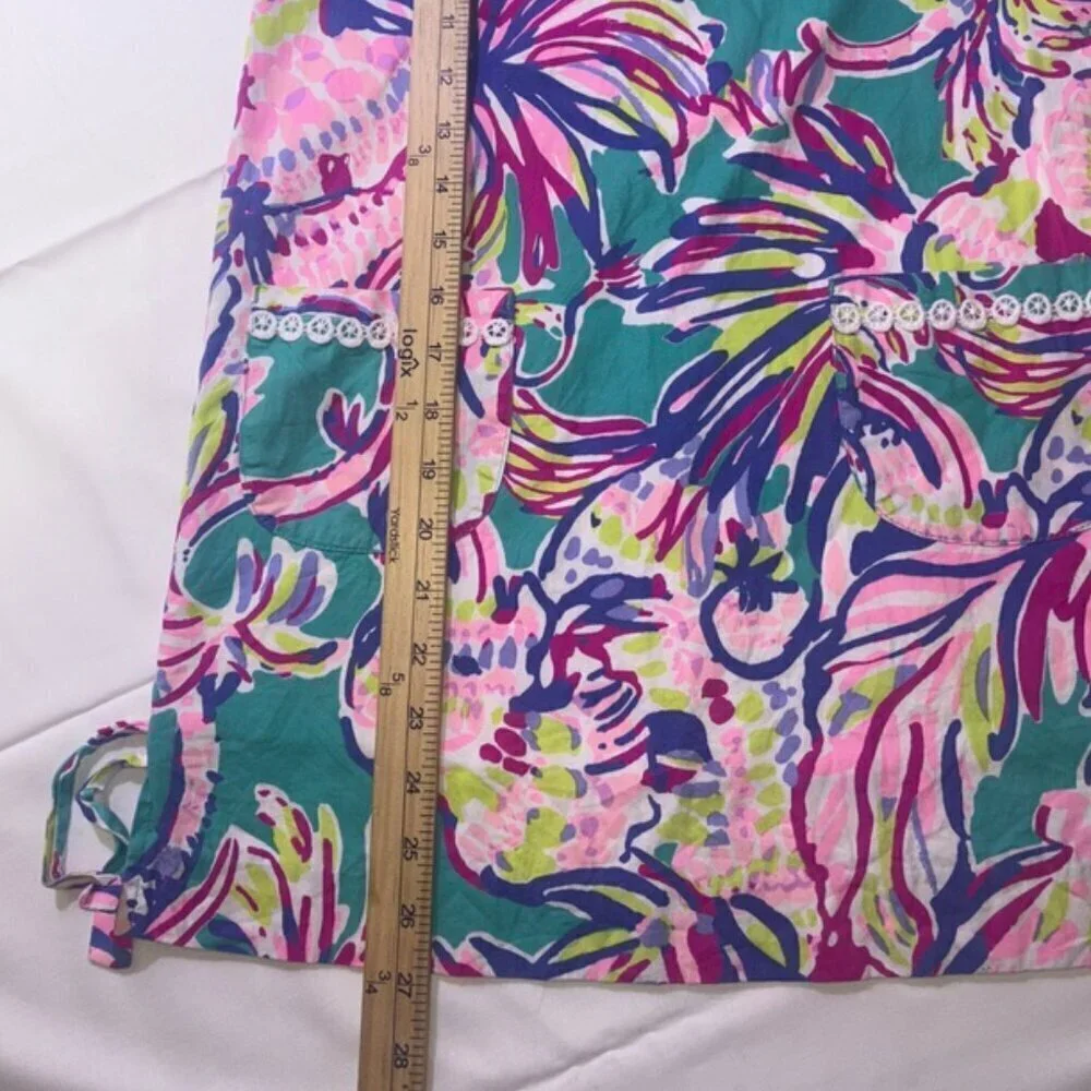 NWOT Lilly Pulitzer Tropical Floral Shift Dress Girls Side-Tie Size 10